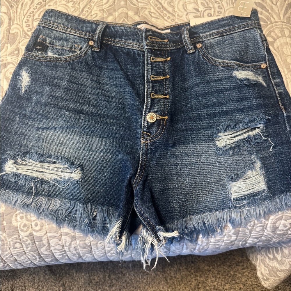 KanCan Blue Distressed Jean Shorts